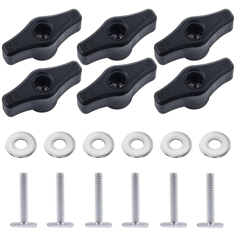 Happara 6 Pack T Track Knob Kit, 6 Knob, 1/4-20 Threaded Bolts and Washers, T Track Bolts, Track Accessories for Woodworking Jigs and Fixtures (6) - Image 1